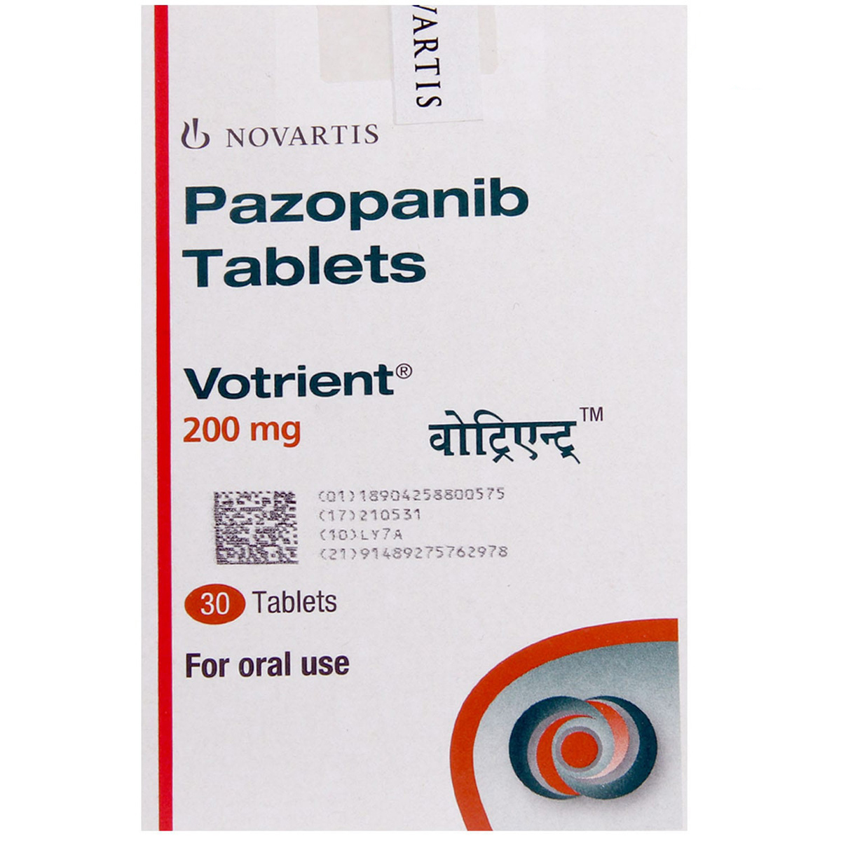 Votrient 200 mg Tablet 30's, Pack of 1 TABLET Votrient 200 mg Tablet 30's, Pack of 1 TABLET