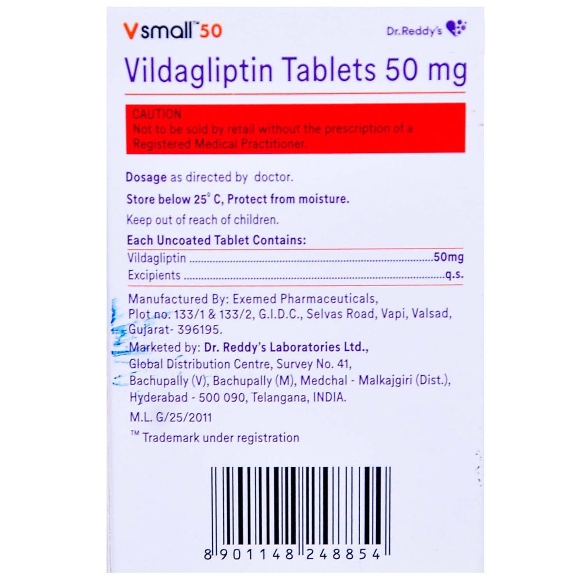 V Small 50mg Tablet 15's, Pack of 15 TABLETS V Small 50mg Tablet 15's, Pack of 15 TABLETS