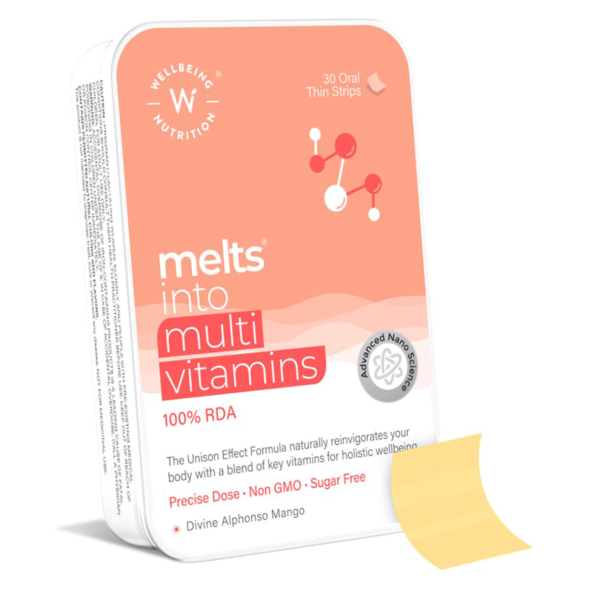 Wellbeing Nutrition Melts Into Multi Vitamins Alphonso Mango Flavour Sugar Free, 30 Strips, Pack of 1 Wellbeing Nutrition Melts Into Multi Vitamins Alphonso Mango Flavour Sugar Free, 30 Strips, Pack of 1