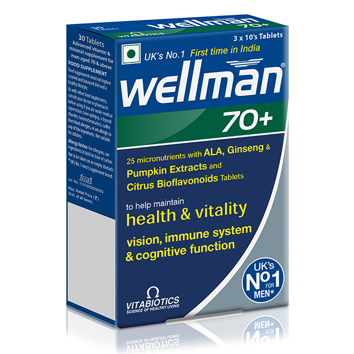 Wellman 70+ Health Supplement for Men, 30 Tablets, Pack of 30 Wellman 70+ Health Supplement for Men, 30 Tablets, Pack of 30