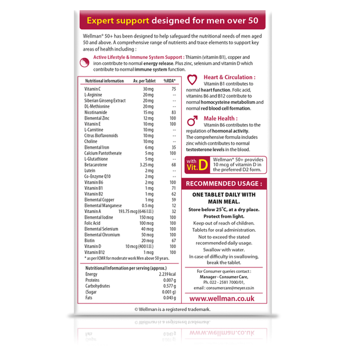 Wellman 50+ Health Supplement for Men, 10 Tablets, Pack of 30 Wellman 50+ Health Supplement for Men, 10 Tablets, Pack of 30