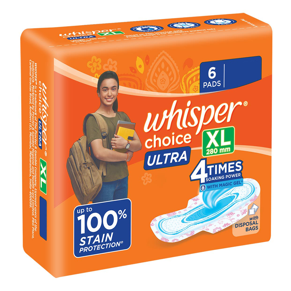 Whisper Choice Ultra Wings Sanitary Pads XL, 6 Count, Pack of 1 Whisper Choice Ultra Wings Sanitary Pads XL, 6 Count, Pack of 1