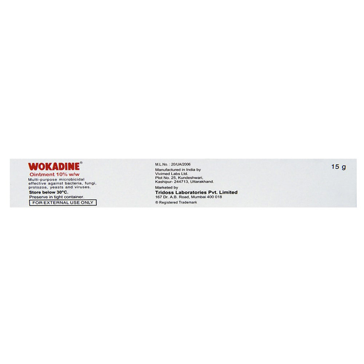 Wokadine 10% Ointment 15 gm, Pack of 1 OINTMENT Wokadine 10% Ointment 15 gm, Pack of 1 OINTMENT
