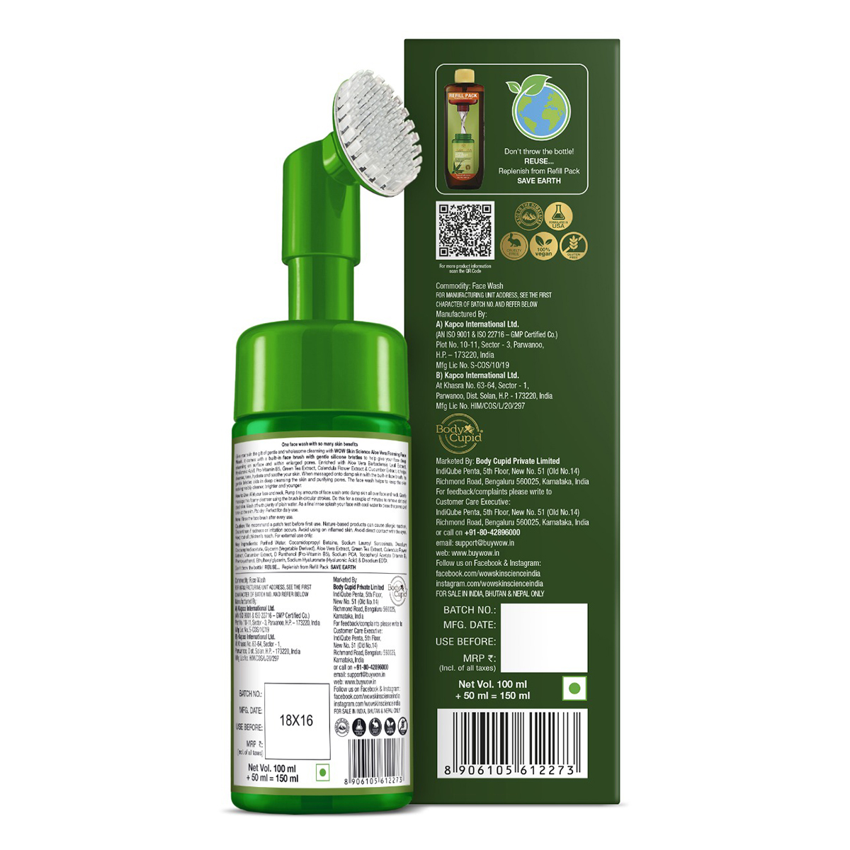 Wow Skin Science Aloe Vera Foaming Face Wash 100 ml | Aloe Vera Leaf Extract, Hyaluronic Acid & Pro Vitamin B5 | With Built In face Brush | Deeply Cleanses & Hydrates Skin | For All Skin Type, Pack of 1 Wow Skin Science Aloe Vera Foaming Face Wash 100 ml | Aloe Vera Leaf Extract, Hyaluronic Acid & Pro Vitamin B5 | With Built In face Brush | Deeply Cleanses & Hydrates Skin | For All Skin Type, Pack of 1