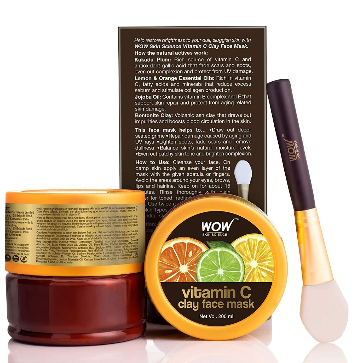 Wow Skin Science Vitamin C Clay Face Mask, 200 ml | Kakadu Plum, Lemon & Orange Essential Oils, Jojoba Oil & Bentonite Clay | Removes Dullness & Brighten Complexion | For All Skin Type, Pack of 1 Wow Skin Science Vitamin C Clay Face Mask, 200 ml | Kakadu Plum, Lemon & Orange Essential Oils, Jojoba Oil & Bentonite Clay | Removes Dullness & Brighten Complexion | For All Skin Type, Pack of 1