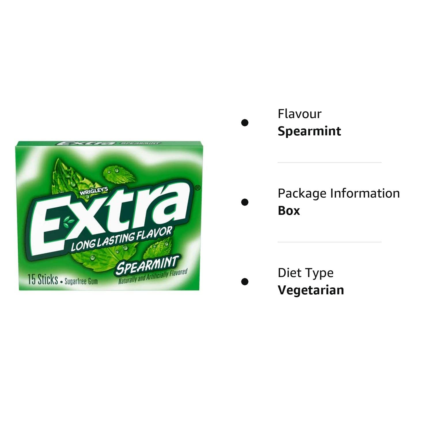 Wrigleys Extra Spearmint Sugarfree Gum, 15 Count, Pack of 1 Wrigleys Extra Spearmint Sugarfree Gum, 15 Count, Pack of 1