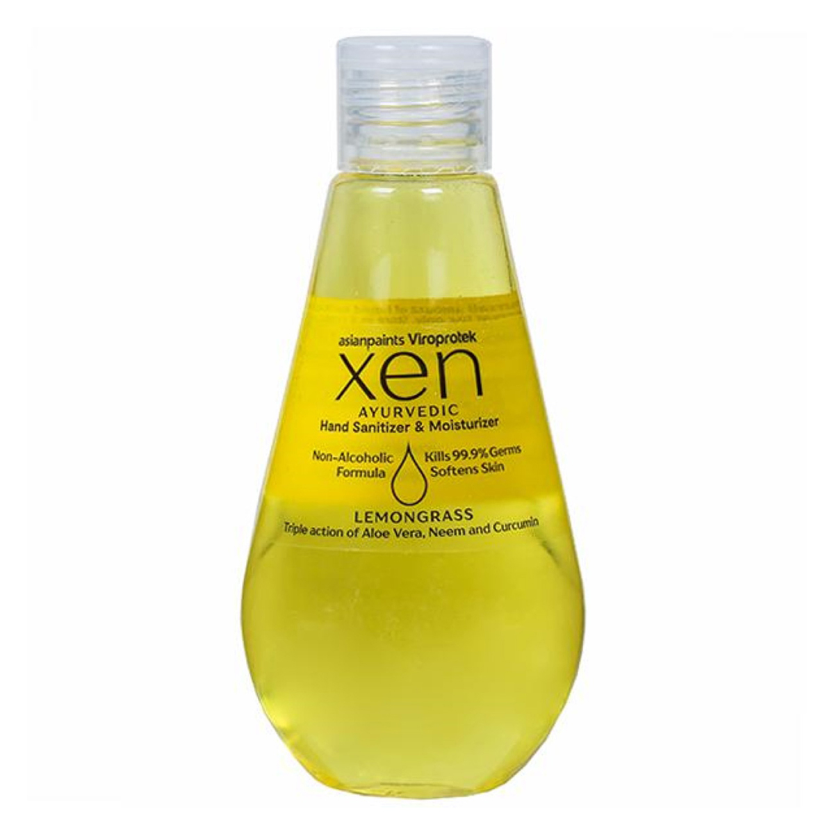 Asian Paints Viroprotek XEN Ayurvedic Hand Sanitizer 200 ml | Aloe vera, Neem &amp; Curcumin | Kills 99.9% Germs | Softens Skin With Fragrance Of LemonGrass | Non Alcoholic Formula, Pack of 1