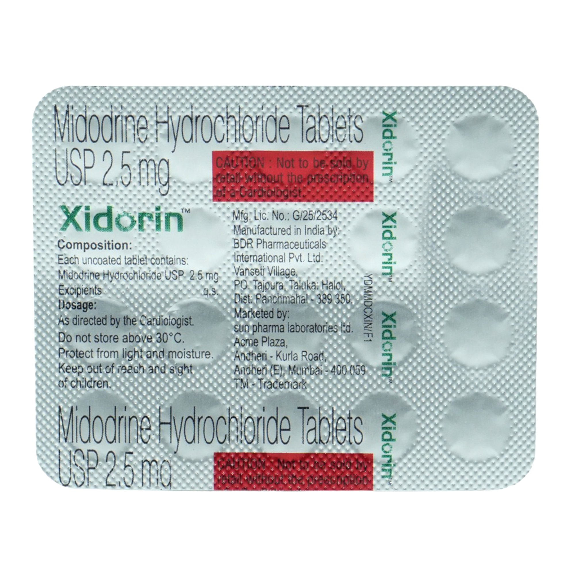 XIDORIN 2.5MG TAB, 20'S, Pack of 20 TabletS XIDORIN 2.5MG TAB, 20'S, Pack of 20 TabletS
