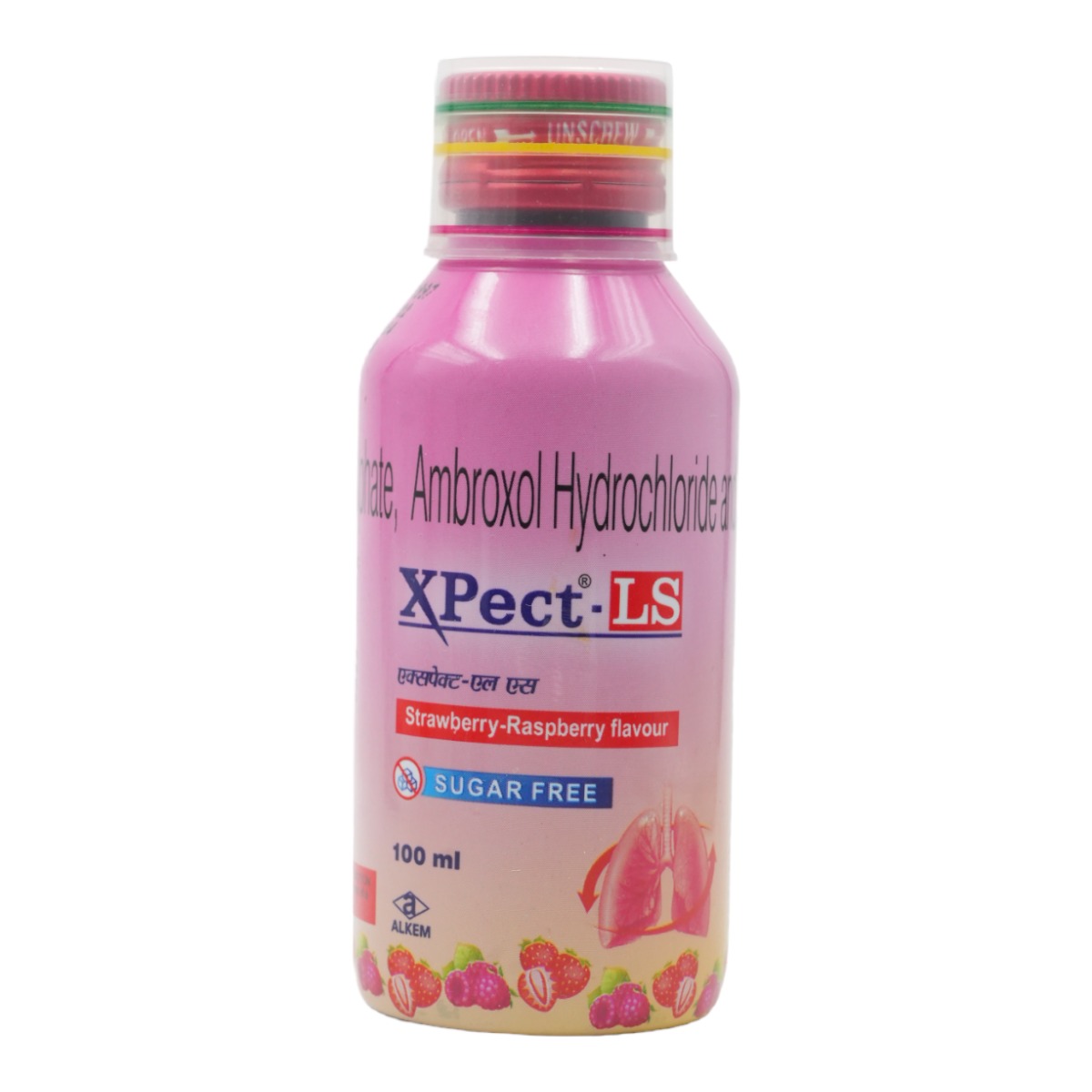 Xpect-LS Sugar Free Strawberry-Raspberry Expectorant 100 ml, Pack of 1 Xpect-LS Sugar Free Strawberry-Raspberry Expectorant 100 ml, Pack of 1