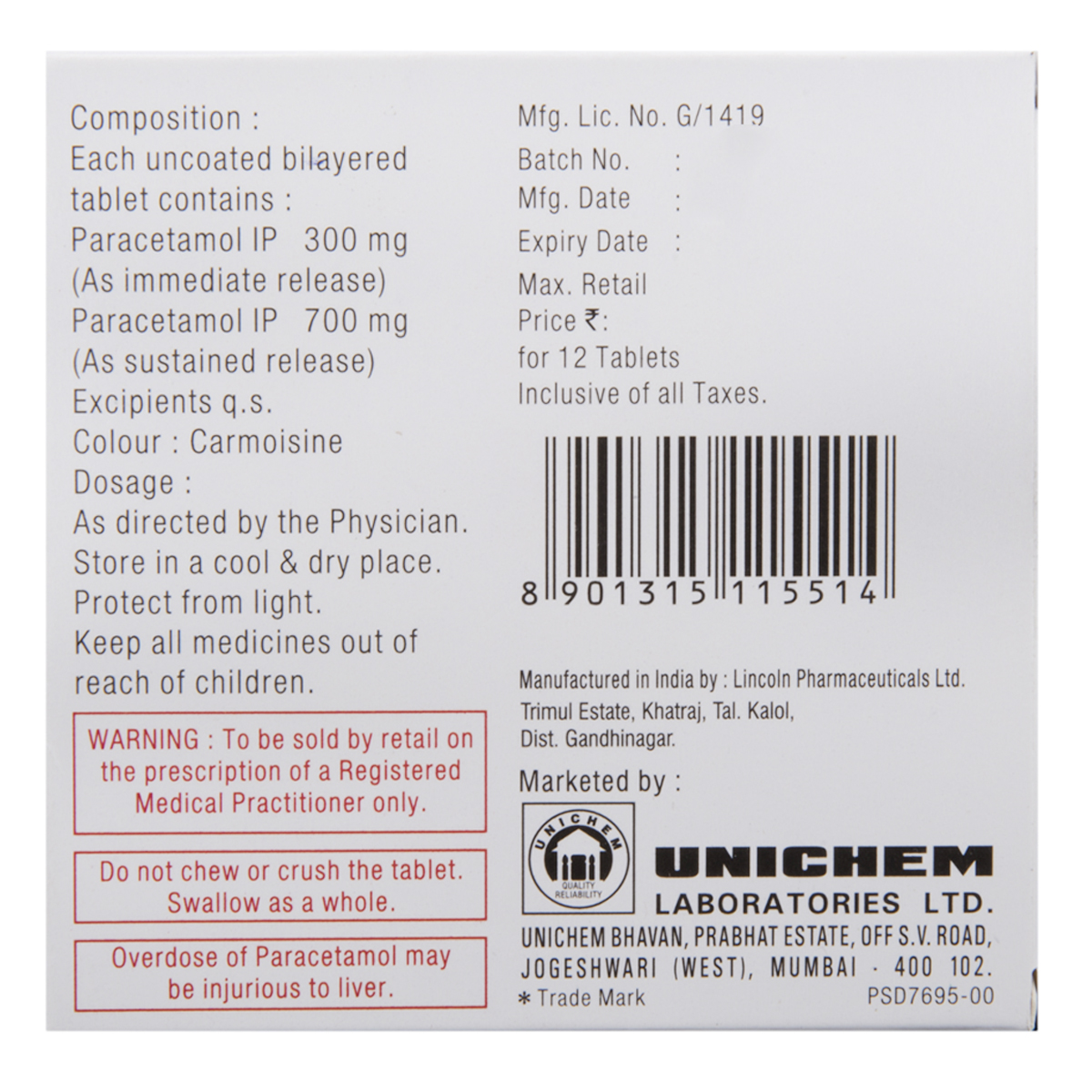 XTPara Proglet Tablet 12's, Pack of 12 XTPara Proglet Tablet 12's, Pack of 12