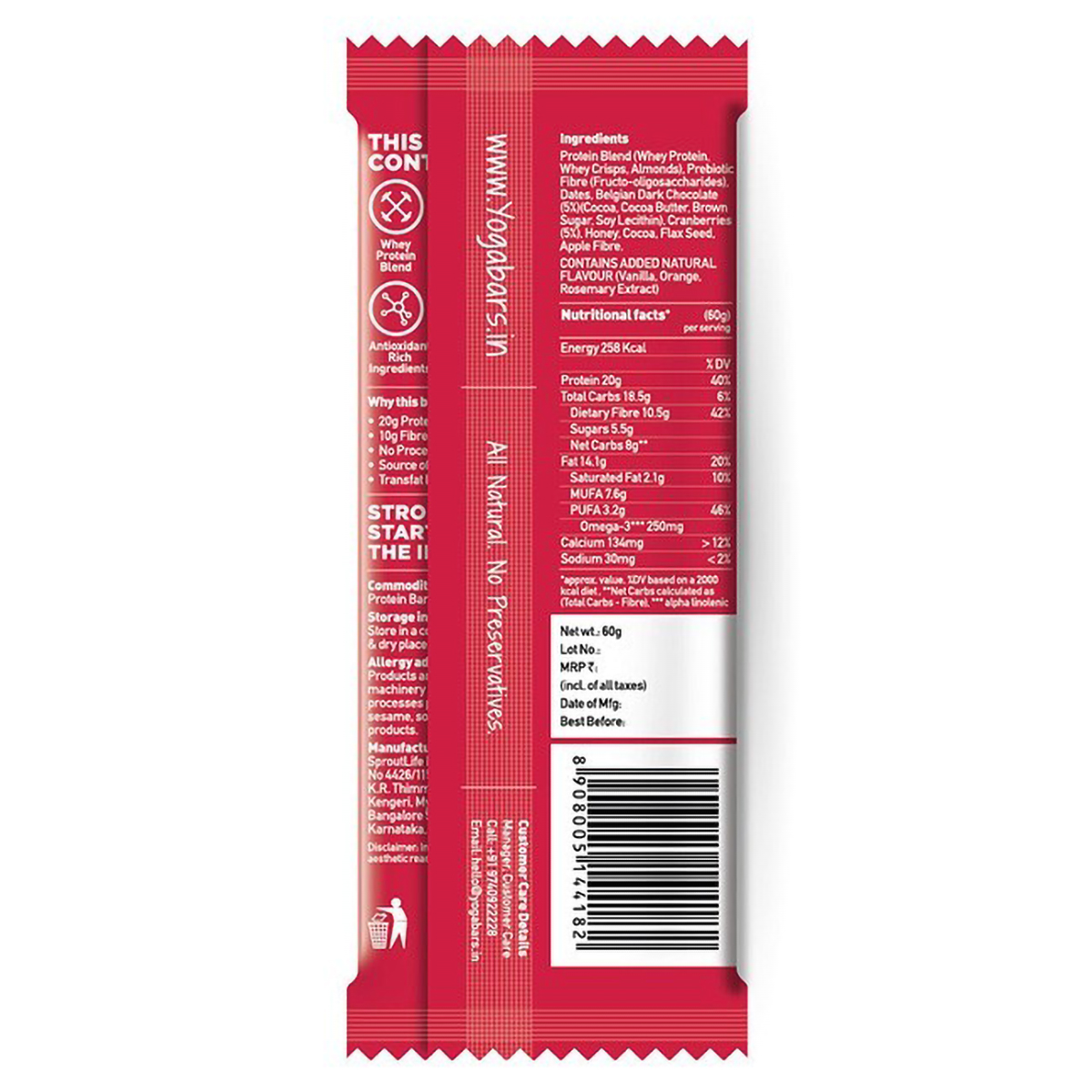 Yoga Bar Cranberry Blast 20 gm Protein Bar, 60 gm, Pack of 1 Yoga Bar Cranberry Blast 20 gm Protein Bar, 60 gm, Pack of 1