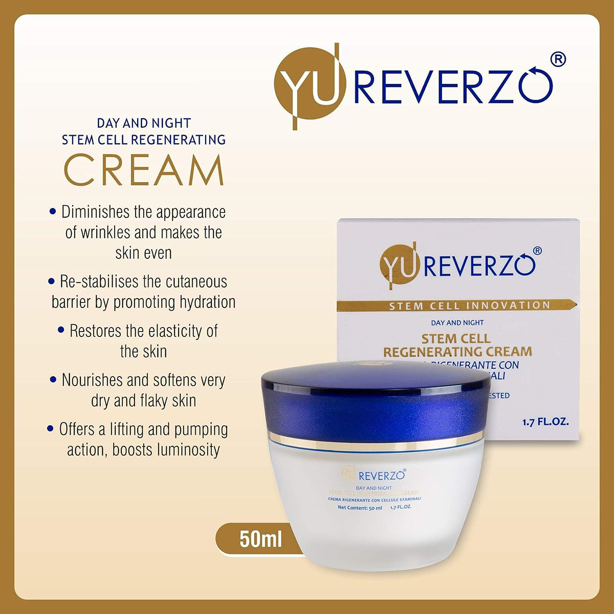 Yu Reverzo Stem Cell Regenerating Cream 50 ml, Pack of 1 Yu Reverzo Stem Cell Regenerating Cream 50 ml, Pack of 1