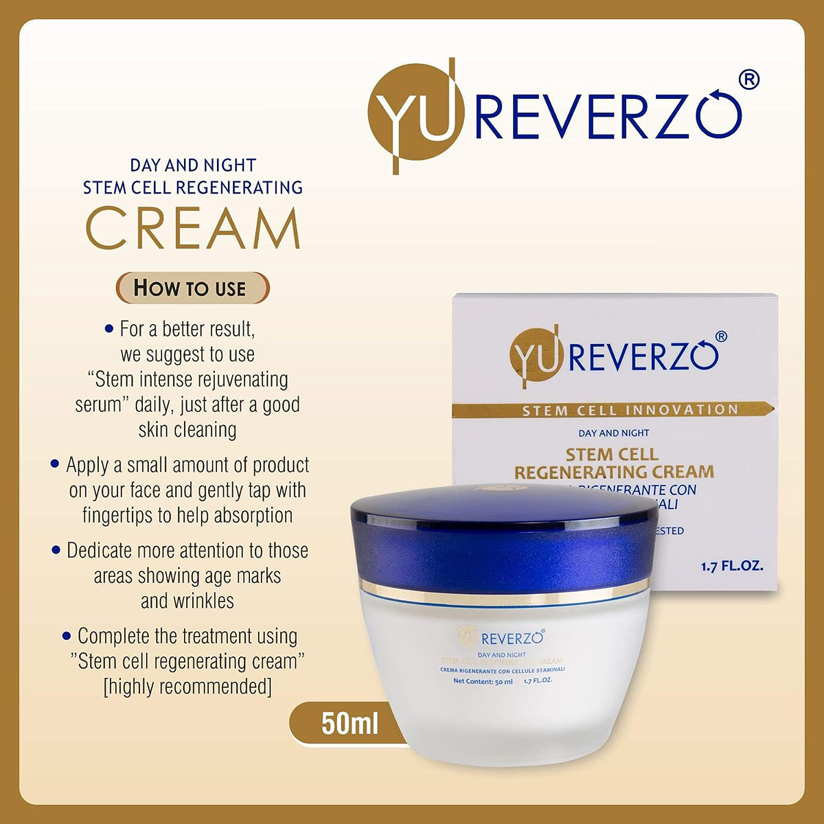Yu Reverzo Stem Cell Regenerating Cream 50 ml, Pack of 1 Yu Reverzo Stem Cell Regenerating Cream 50 ml, Pack of 1