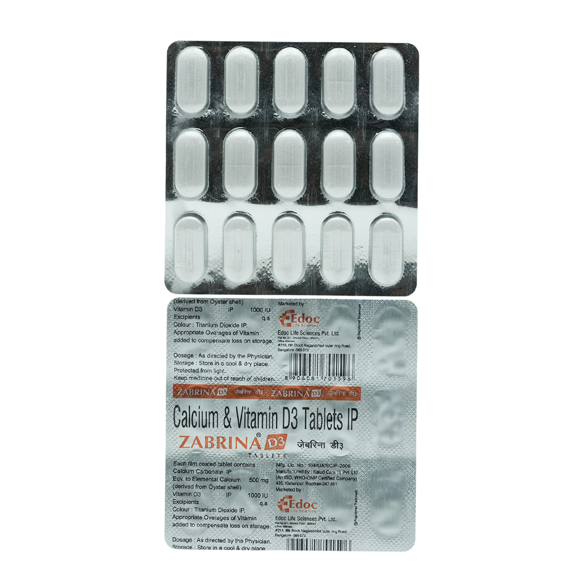 Zabrina D3 500/1000 Tablet 15's, Pack of 15 Zabrina D3 500/1000 Tablet 15's, Pack of 15