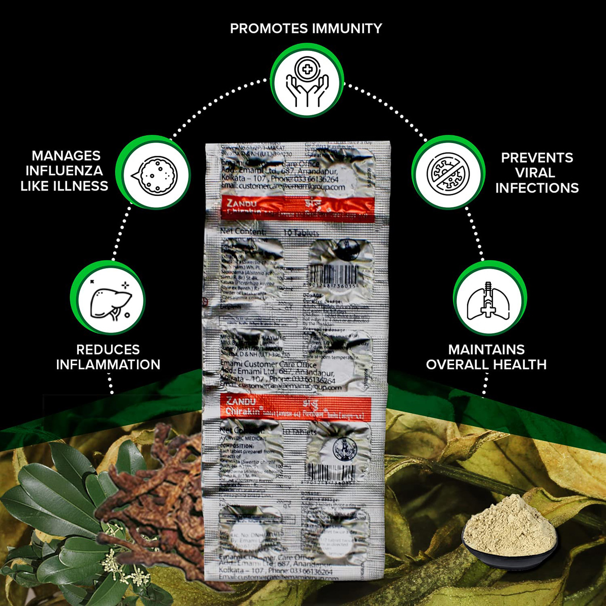 Zandu Chirakin, 10 Tablets, Pack of 10 Zandu Chirakin, 10 Tablets, Pack of 10