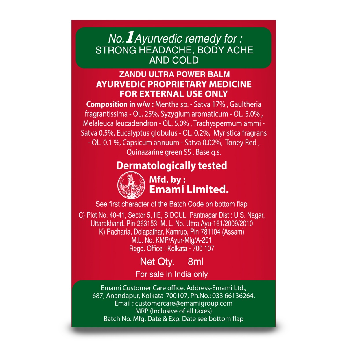 Zandu Ultra Power Balm, 8 ml, Pack of 1 Zandu Ultra Power Balm, 8 ml, Pack of 1