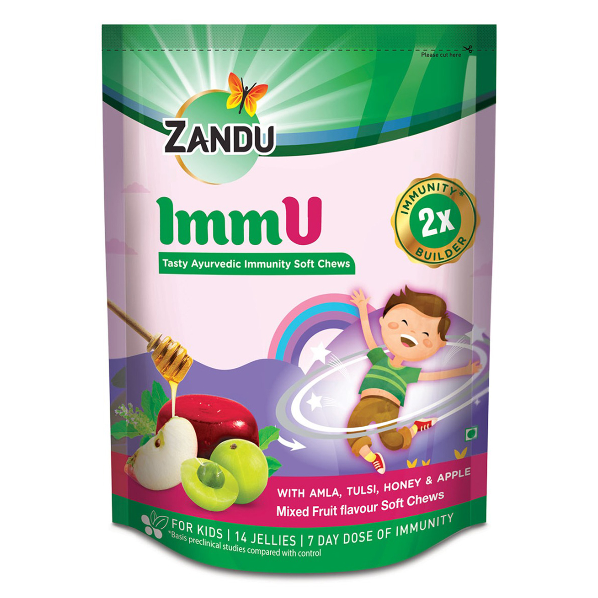 Zandu ImmU Tasty Ayurvedic Immunity Soft Chews Mixed Flavour Jellies, 84 gm, Pack of 1 Zandu ImmU Tasty Ayurvedic Immunity Soft Chews Mixed Flavour Jellies, 84 gm, Pack of 1