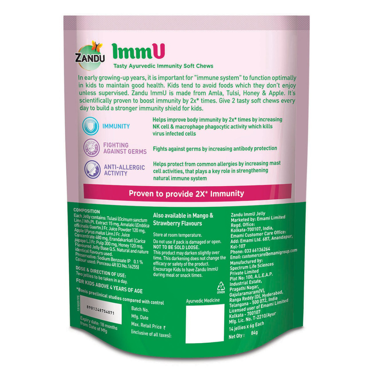 Zandu ImmU Tasty Ayurvedic Immunity Soft Chews Mixed Flavour Jellies, 84 gm, Pack of 1 Zandu ImmU Tasty Ayurvedic Immunity Soft Chews Mixed Flavour Jellies, 84 gm, Pack of 1