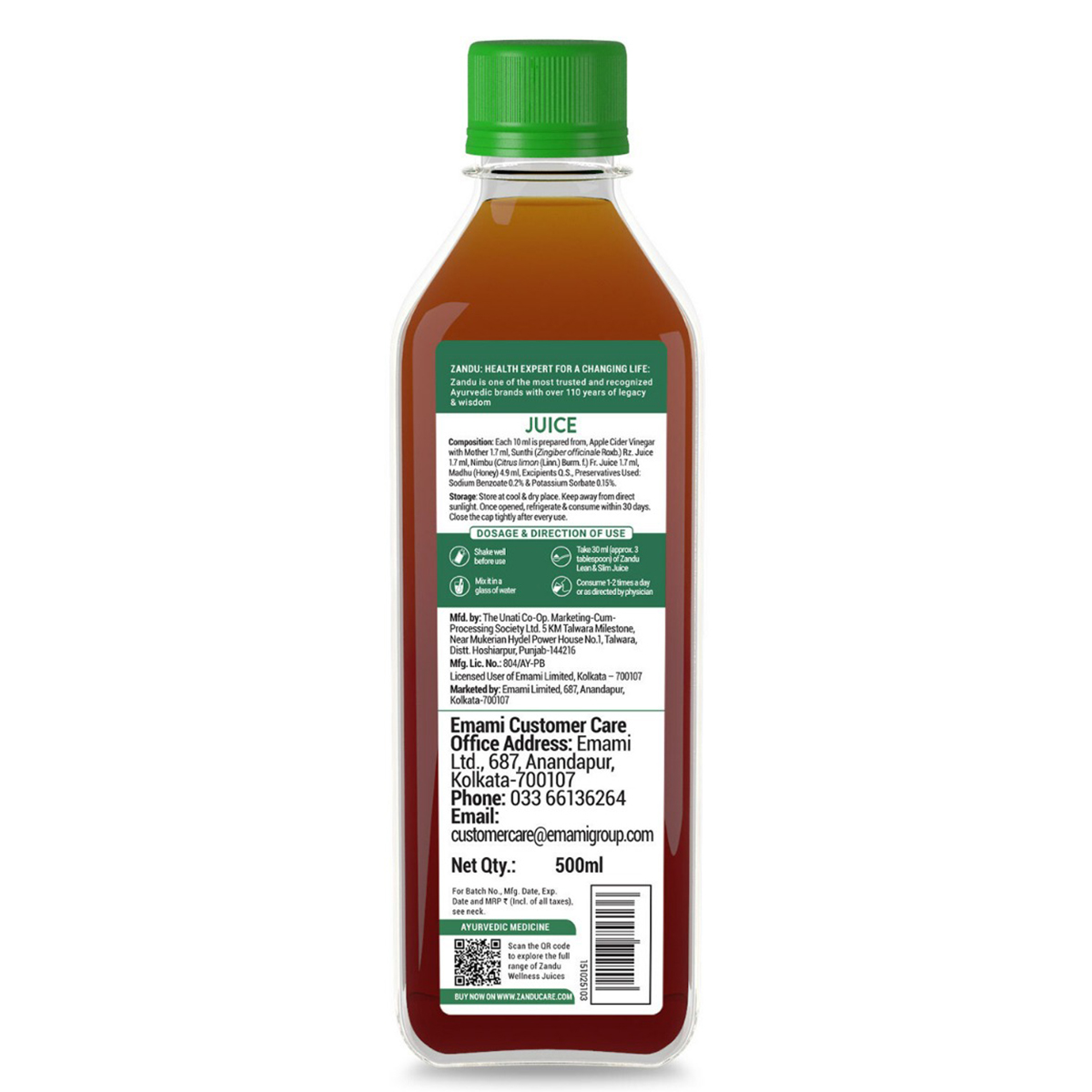 Zandu Lean & Slim Juice with Honey & Apple Cider Vinegar, 500 ml, Pack of 1 Zandu Lean & Slim Juice with Honey & Apple Cider Vinegar, 500 ml, Pack of 1