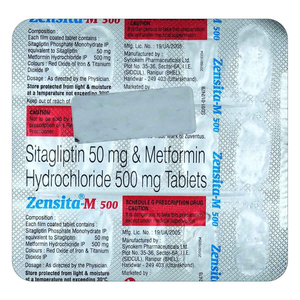 Zensita-M 500 Tablet 15's, Pack of 15 TabletS Zensita-M 500 Tablet 15's, Pack of 15 TabletS