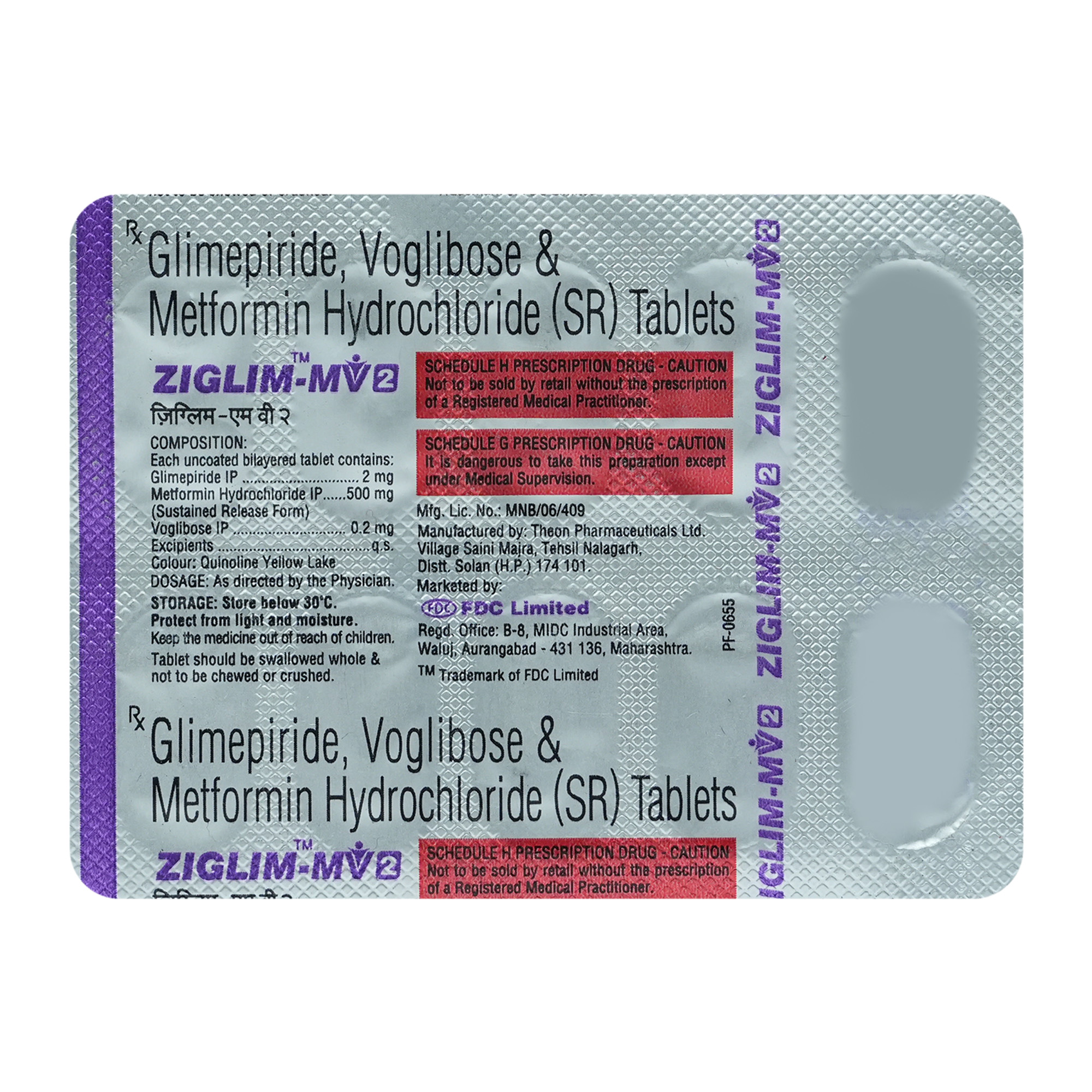 Ziglim-MV 2 Tablet 10's, Pack of 10 TABLETS Ziglim-MV 2 Tablet 10's, Pack of 10 TABLETS
