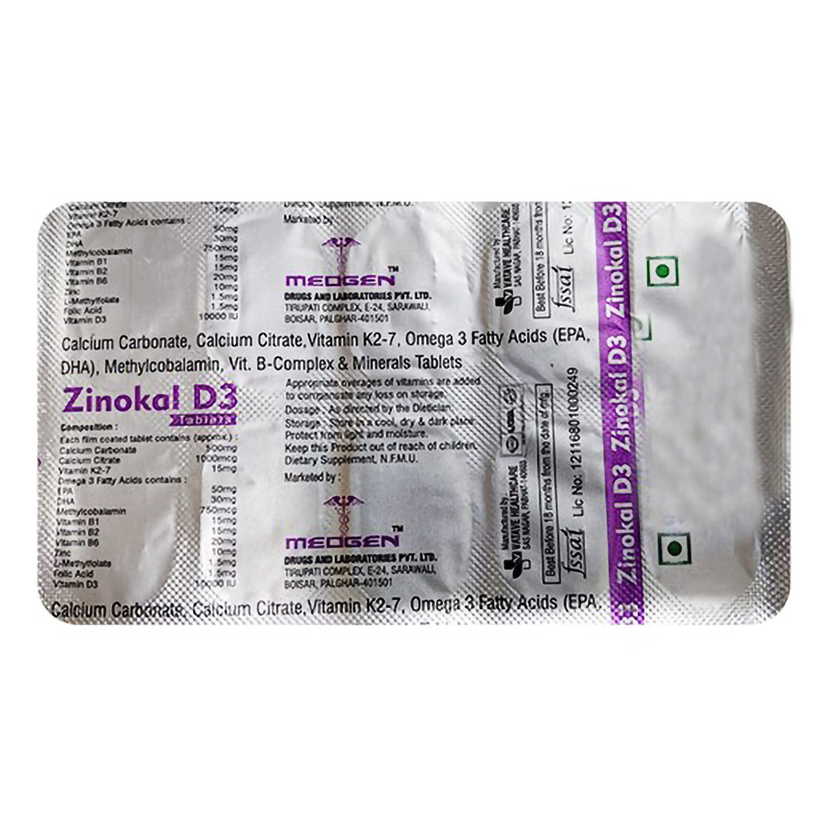 Zinokal D3 Tablet 10's, Pack of 10 Zinokal D3 Tablet 10's, Pack of 10