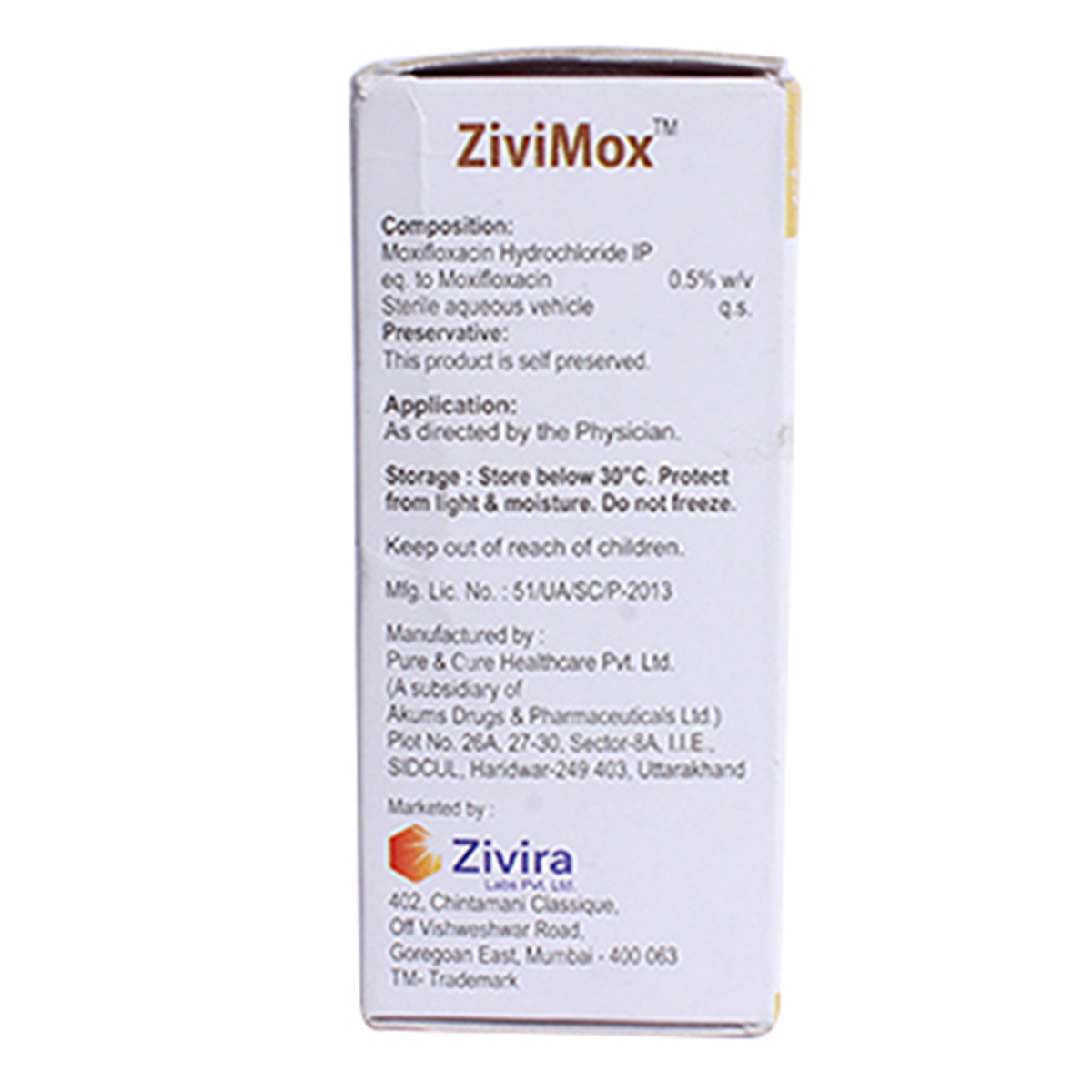 Zivimox 0.5%W/V Eye Drops 5ml, Pack of 1 Drops Zivimox 0.5%W/V Eye Drops 5ml, Pack of 1 Drops