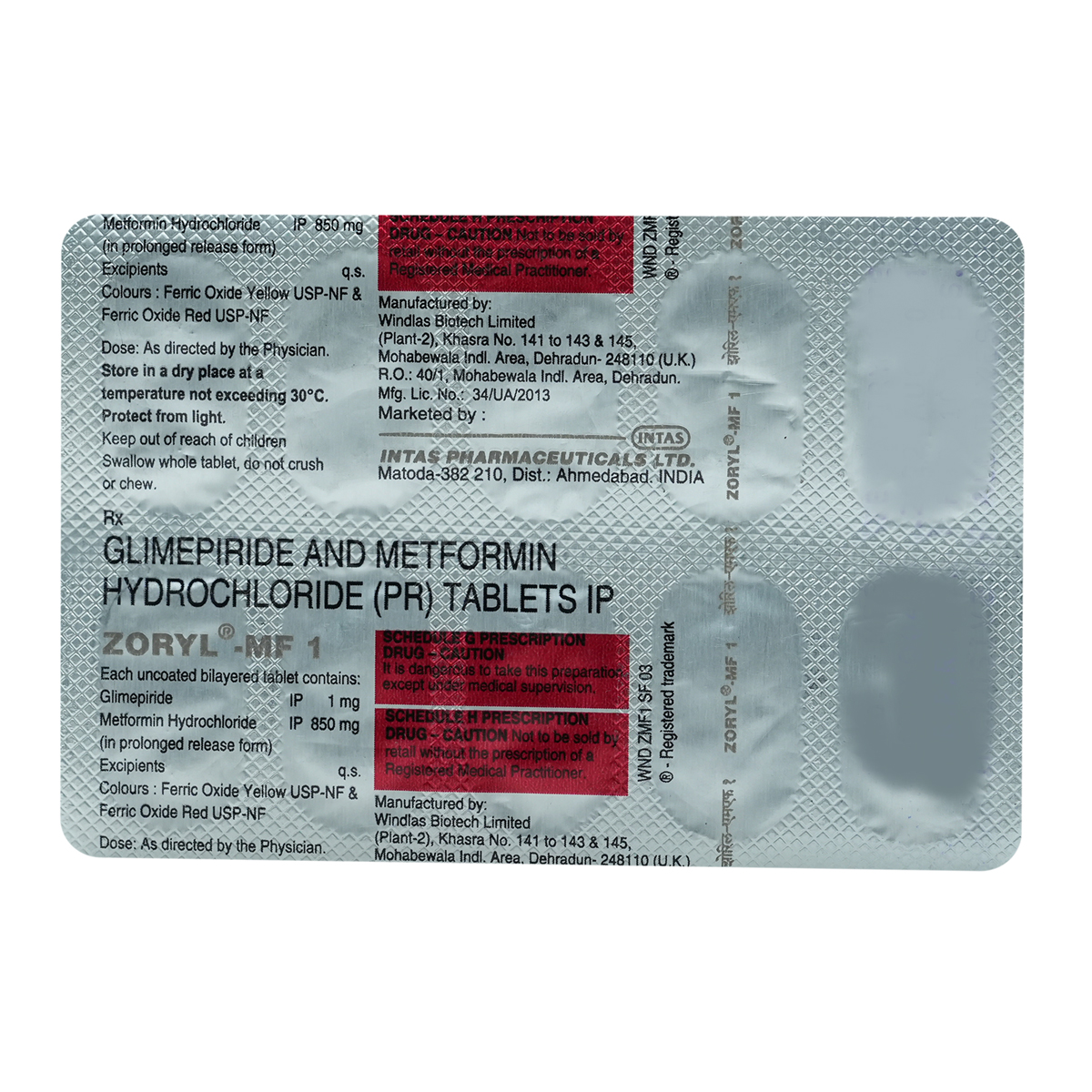 Zoryl-MF 1 Tablet 10's, Pack of 10 TABLETS Zoryl-MF 1 Tablet 10's, Pack of 10 TABLETS