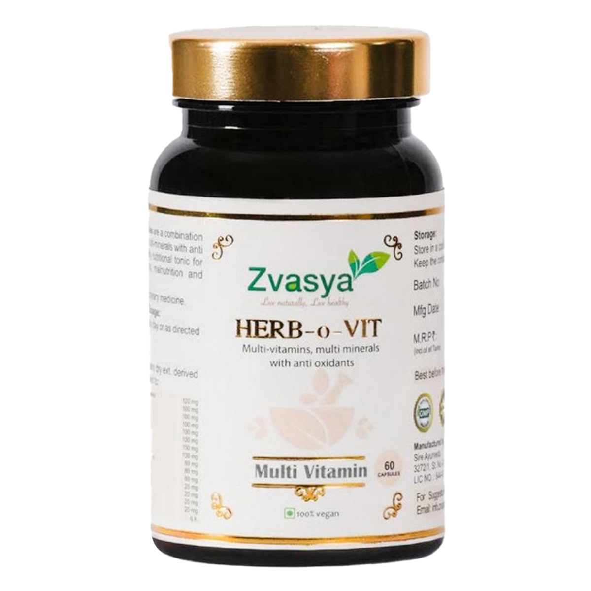 Zvasya Herb-O-Vit Multi Vitamin, 60 Capsules, Pack of 1