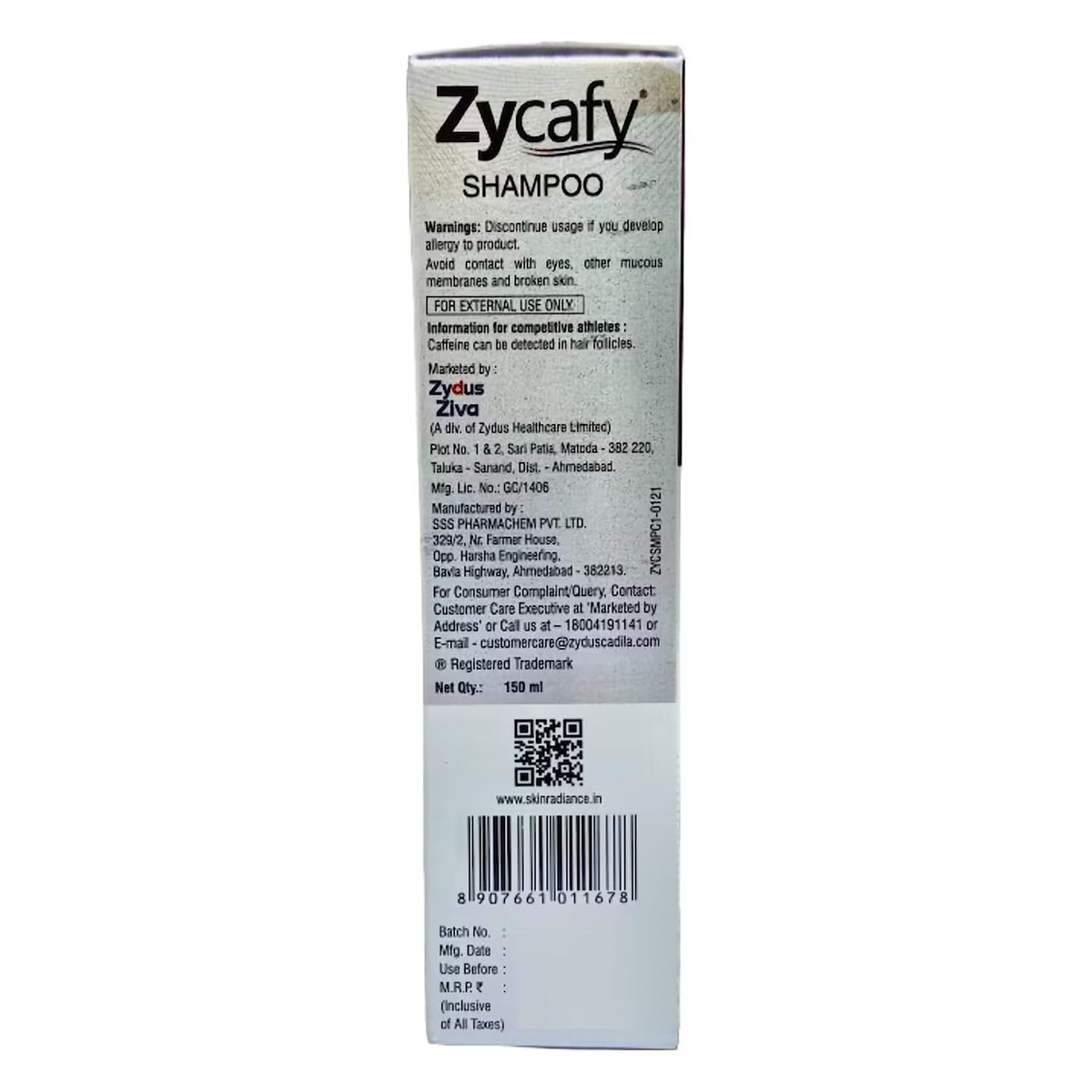 Zycafy Shampoo 150 ml, Pack of 1 Zycafy Shampoo 150 ml, Pack of 1