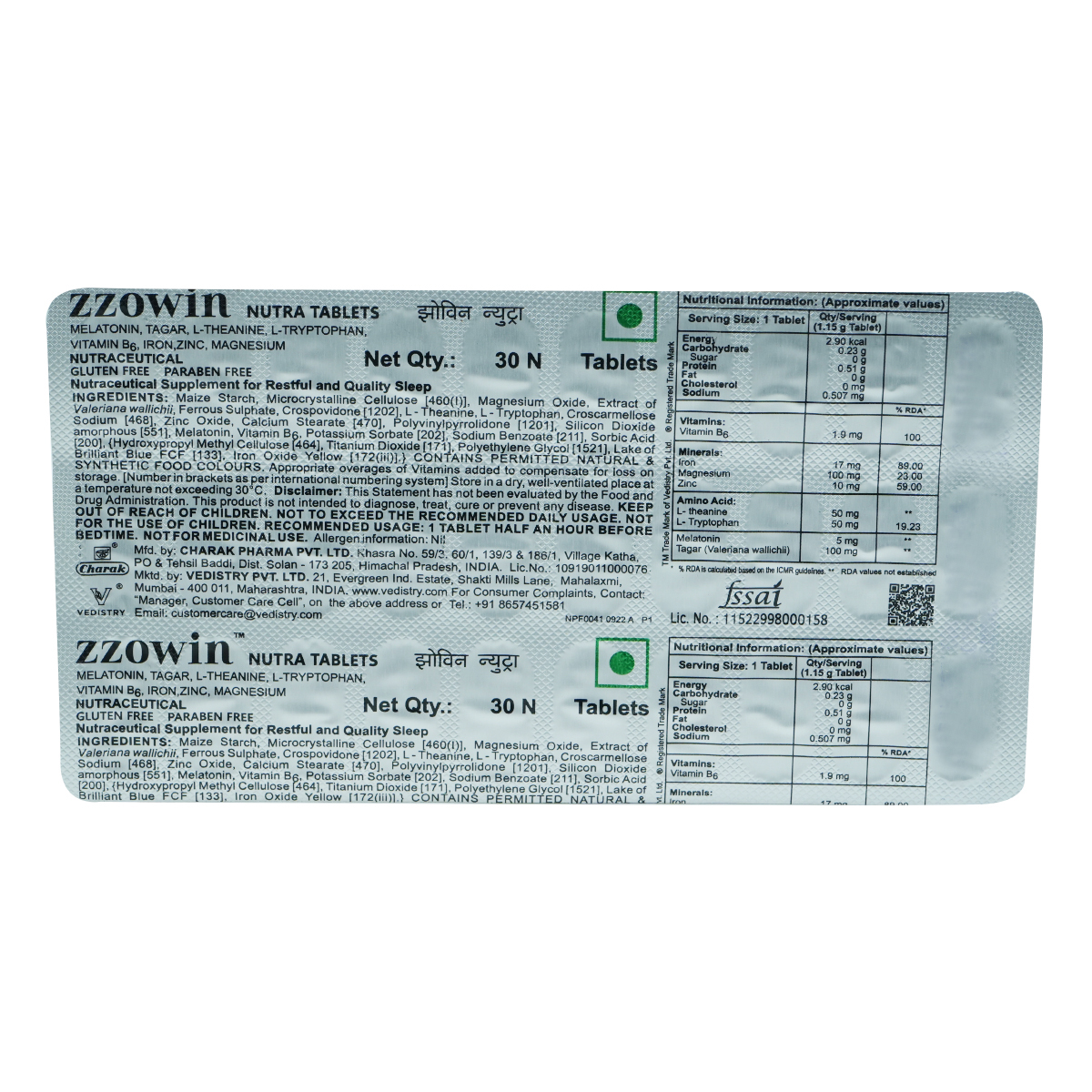Zzowin Nutra Veg Tablet 30's, Pack of 30 Zzowin Nutra Veg Tablet 30's, Pack of 30