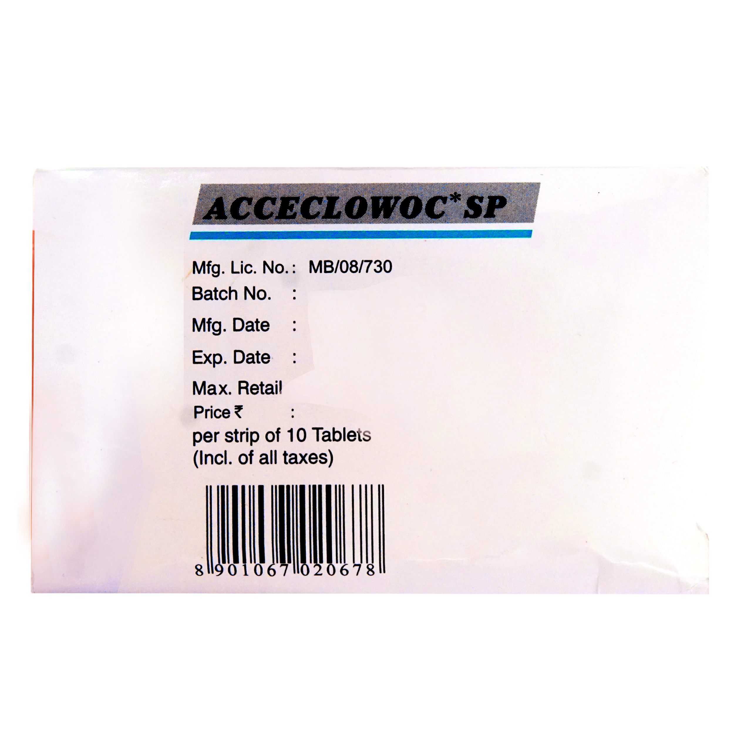 Acceclowoc SP Tablet 10's, Pack of 10 TabletS Acceclowoc SP Tablet 10's, Pack of 10 TabletS