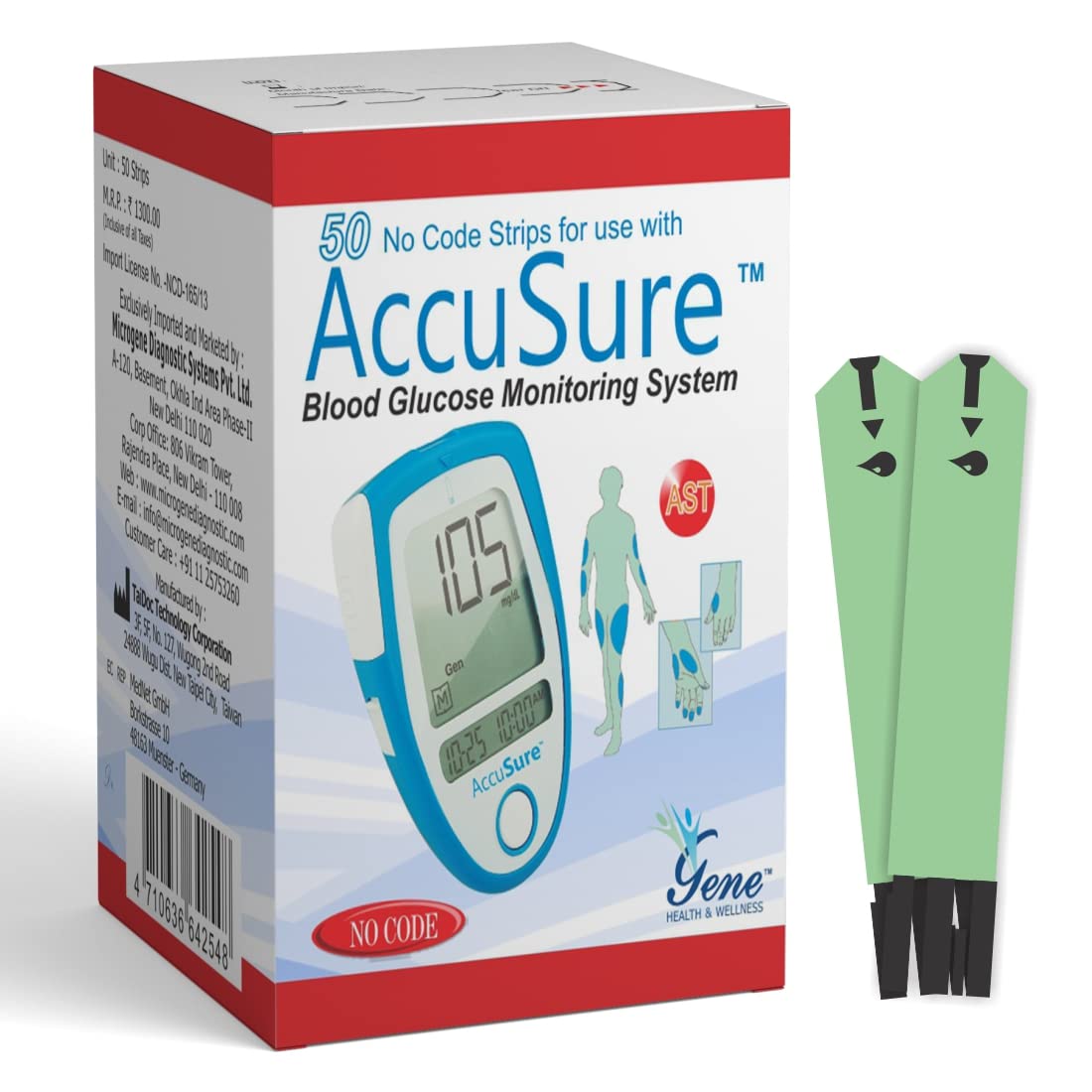 Accusure Blood Glucose Monitoring System Test Strips, 50 Count, Pack of 1 Accusure Blood Glucose Monitoring System Test Strips, 50 Count, Pack of 1