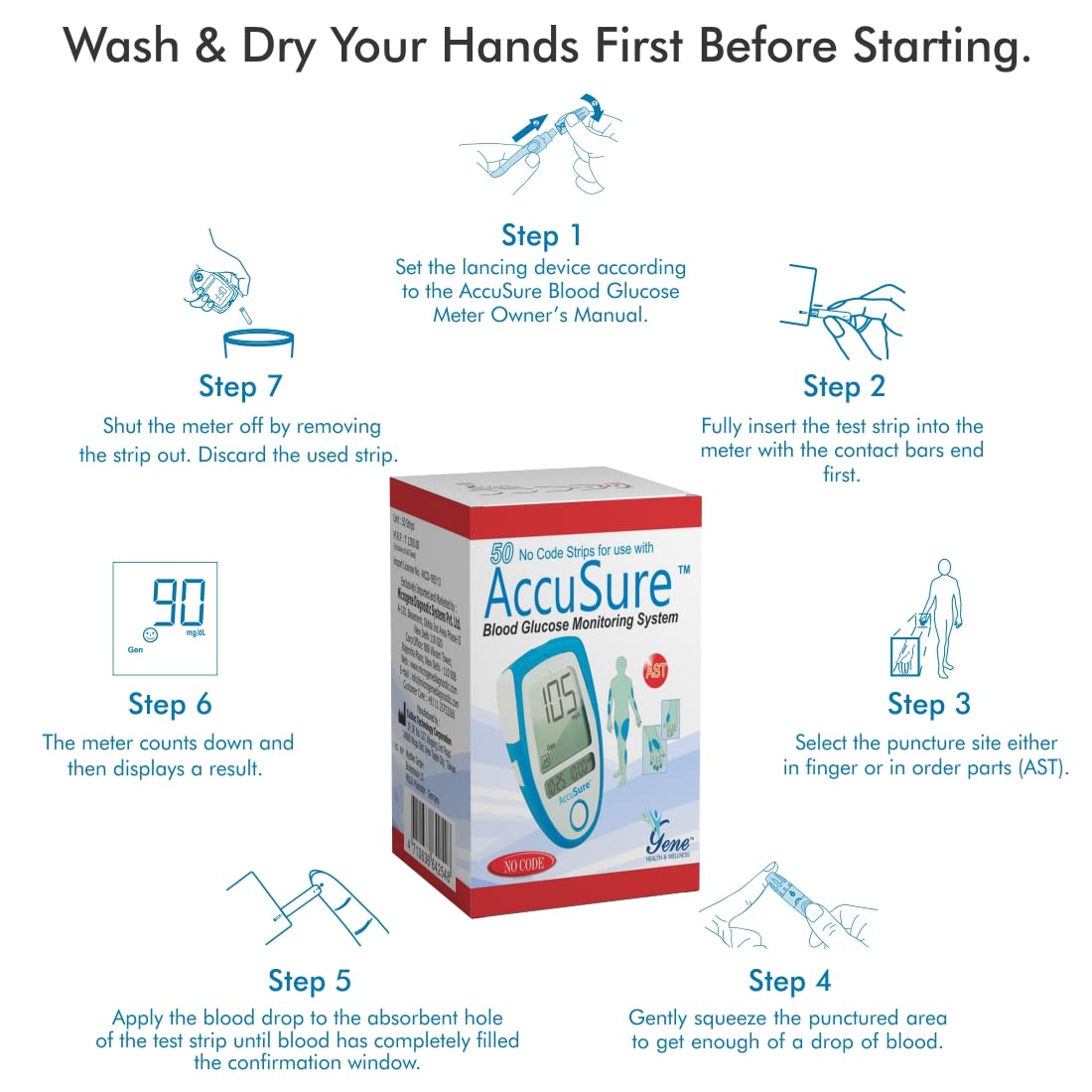 Accusure Blood Glucose Monitoring System Test Strips, 50 Count, Pack of 1 Accusure Blood Glucose Monitoring System Test Strips, 50 Count, Pack of 1