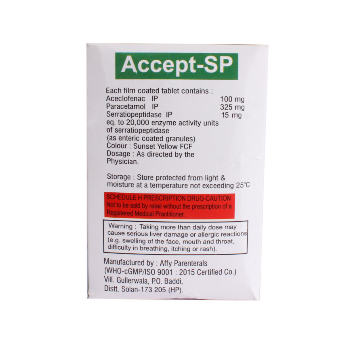 Accept-SP Tablet 10's, Pack of 10 Tablet SrS Accept-SP Tablet 10's, Pack of 10 Tablet SrS