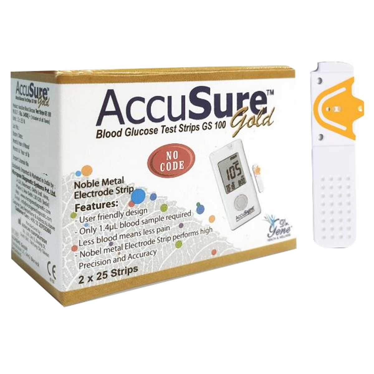 Accusure Gold Blood Glucose Test Strip, 50 Count (2x25 Strips), Pack of 1 Accusure Gold Blood Glucose Test Strip, 50 Count (2x25 Strips), Pack of 1