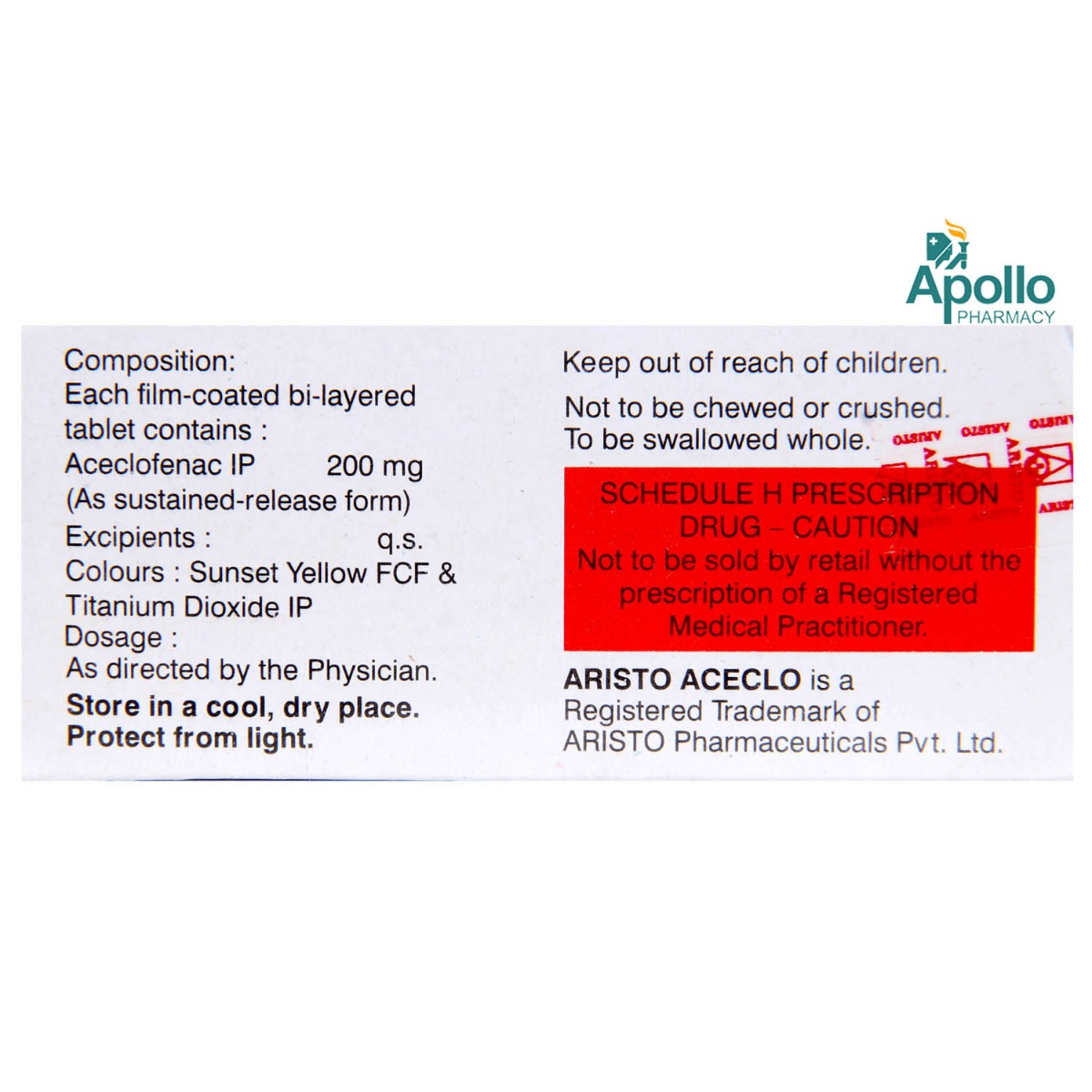 Aceclo SR Tablet 10's, Pack of 10 TABLETS Aceclo SR Tablet 10's, Pack of 10 TABLETS