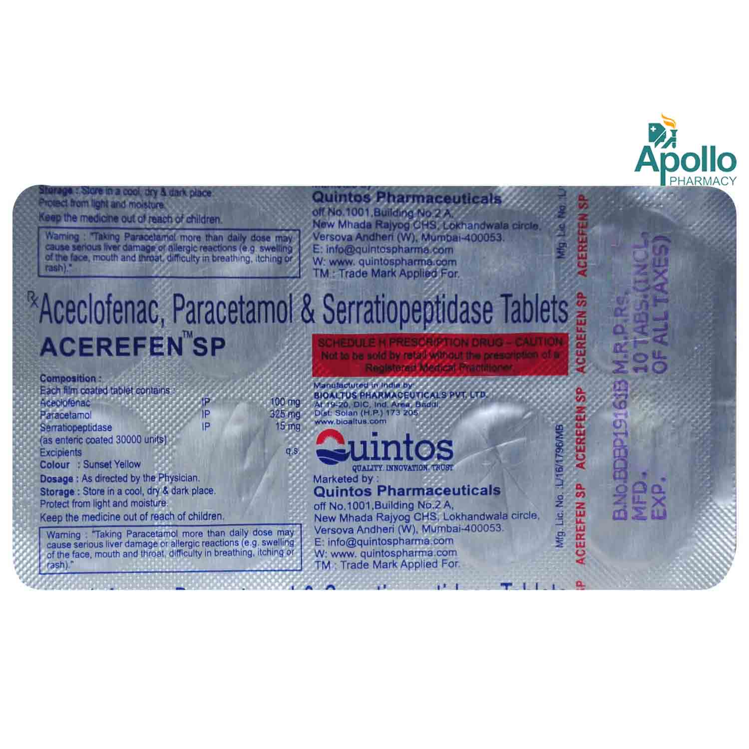 Acerefen Sp Tablet 10's, Pack of 10 TABLETS Acerefen Sp Tablet 10's, Pack of 10 TABLETS