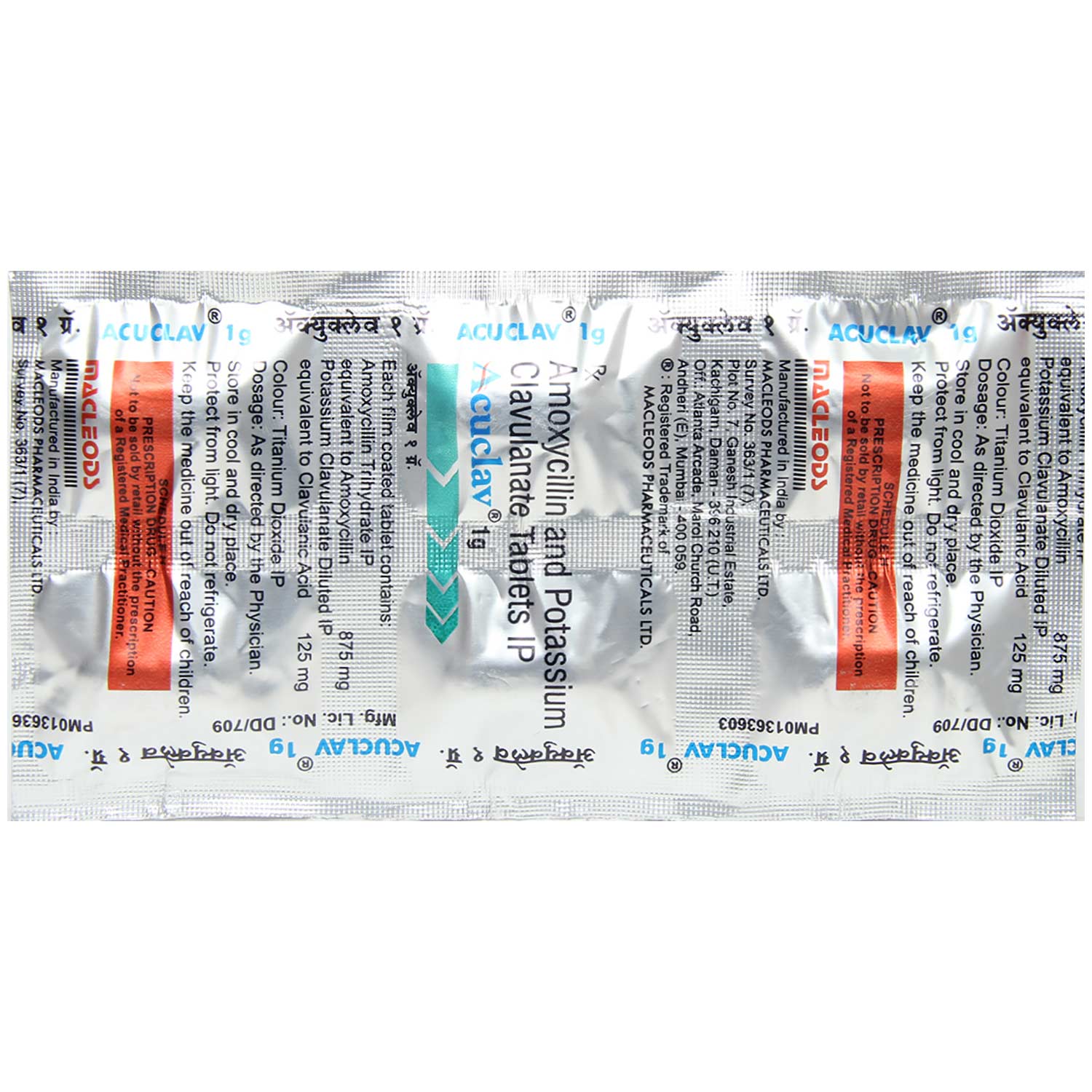 Acuclav 1 gm Tablet 6's, Pack of 6 TabletS Acuclav 1 gm Tablet 6's, Pack of 6 TabletS