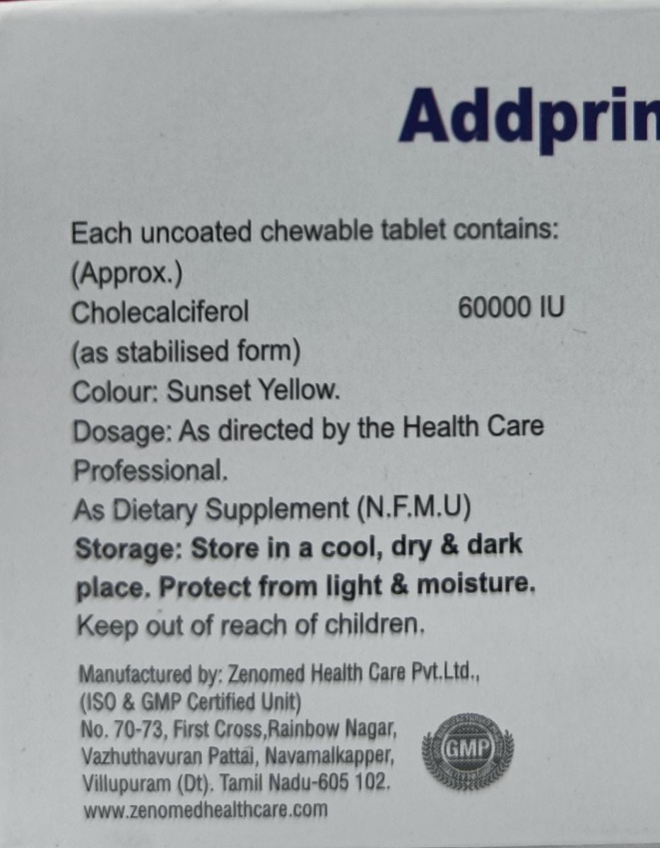 Addprime D3 Tablet 4's, Pack of 4 TabletS Addprime D3 Tablet 4's, Pack of 4 TabletS