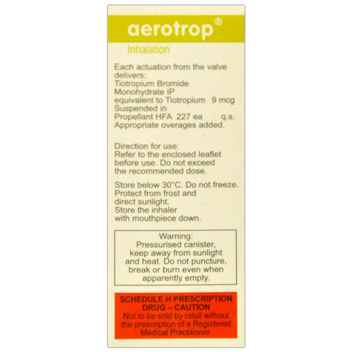 Aerotrop Inhaler 180 mdi, Pack of 1 INHALER Aerotrop Inhaler 180 mdi, Pack of 1 INHALER