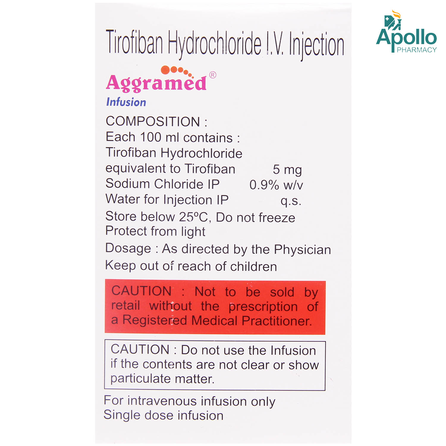 Aggramed 5mg Infusion 100 ml, Pack of 1 Injection Aggramed 5mg Infusion 100 ml, Pack of 1 Injection
