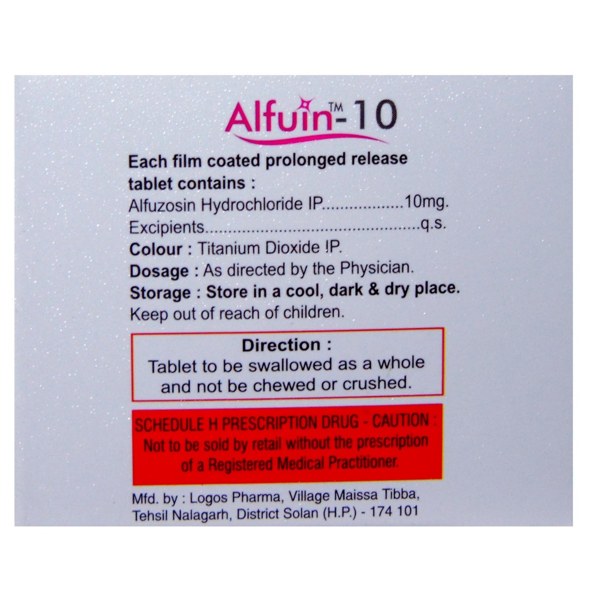Alfuin-10 Tablet 10's, Pack of 10 TABLETS Alfuin-10 Tablet 10's, Pack of 10 TABLETS