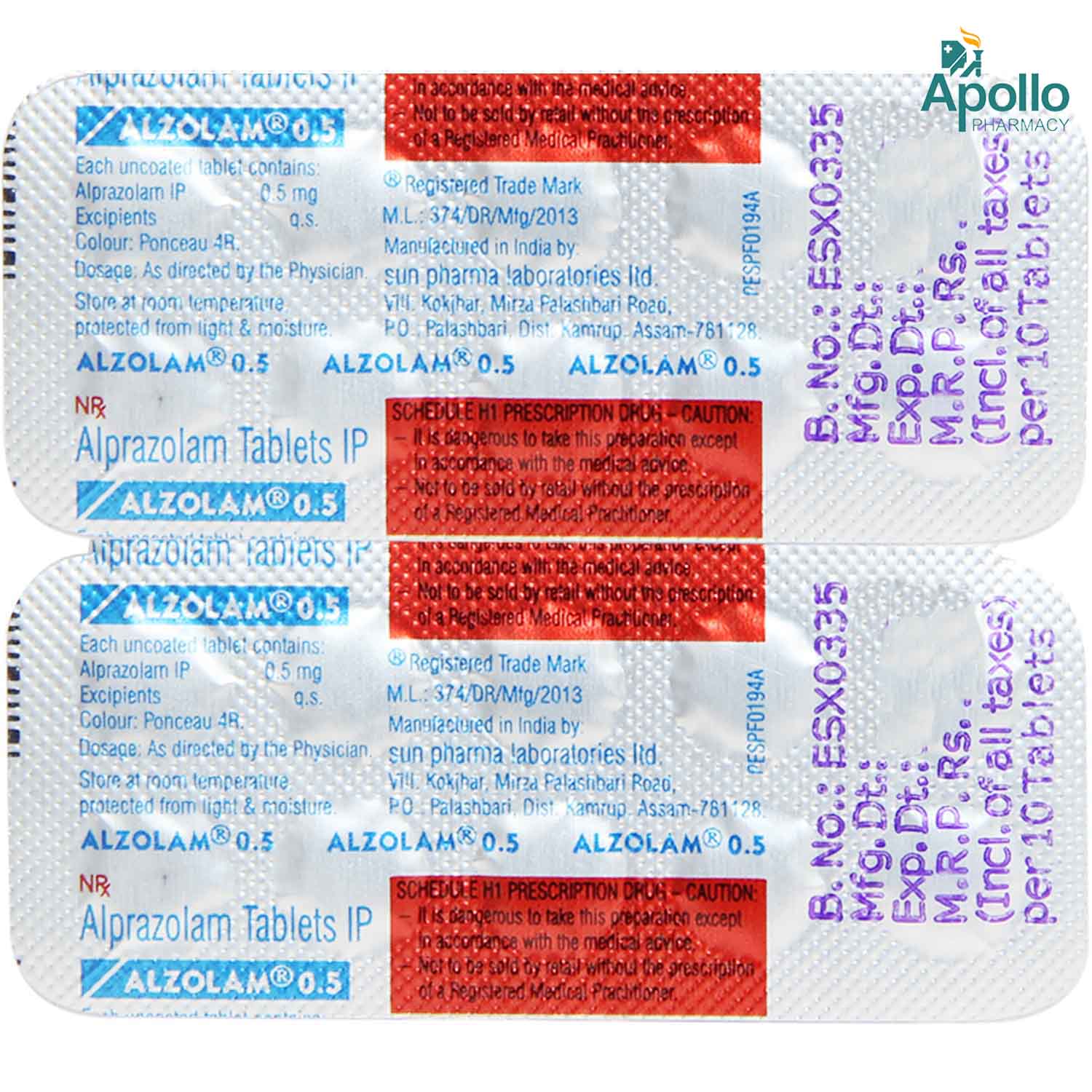 Alzolam 0.5 Tablet 10's, Pack of 10 TABLETS Alzolam 0.5 Tablet 10's, Pack of 10 TABLETS