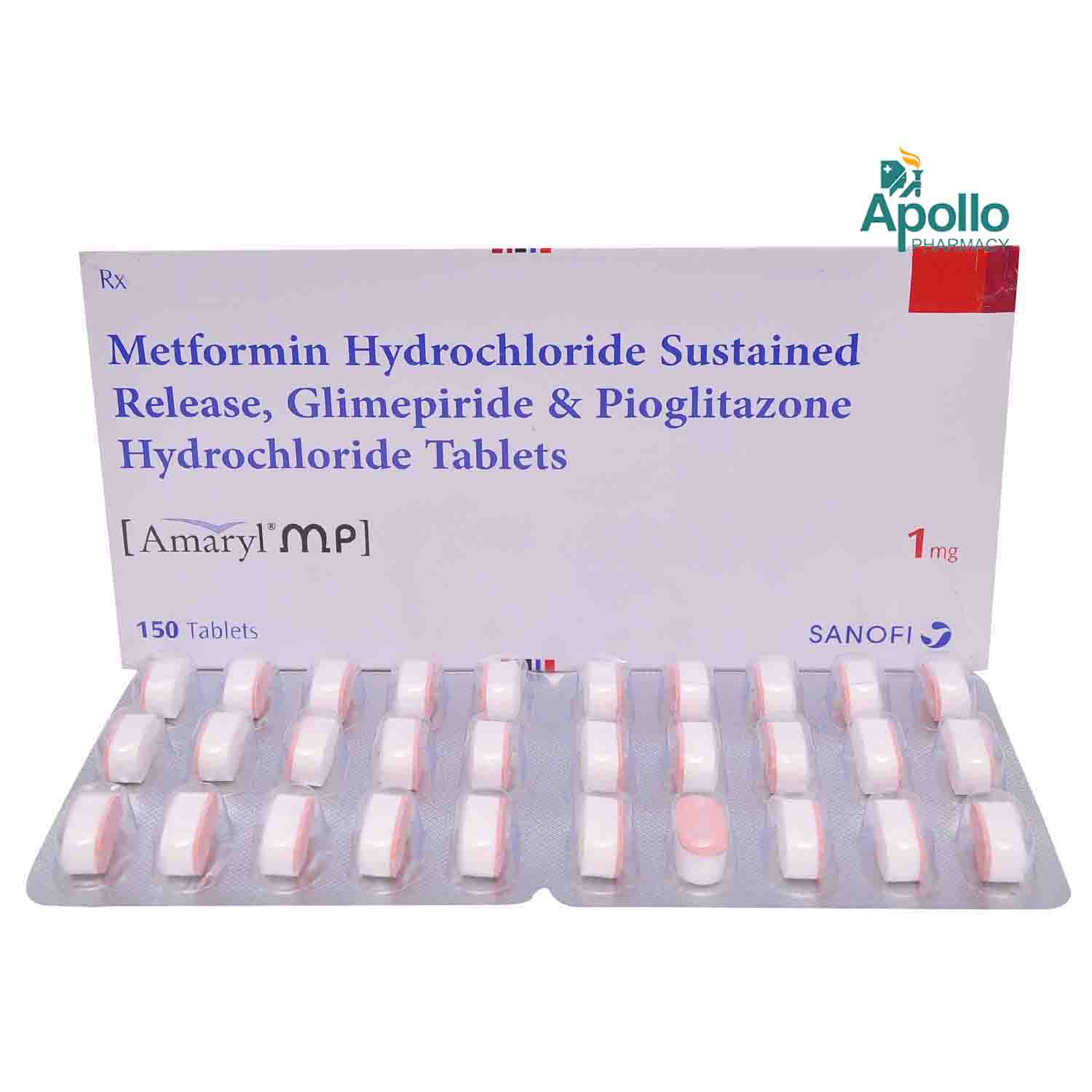 Amaryl MP 1 mg Tablet 15's, Pack of 15 TABLETS Amaryl MP 1 mg Tablet 15's, Pack of 15 TABLETS