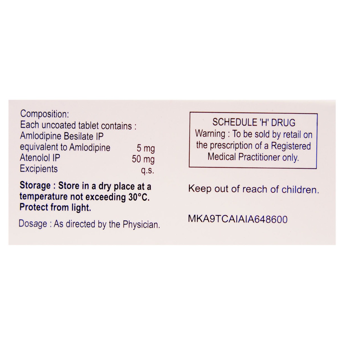 Amlodac AT 5 mg/50 mg Tablet 10's, Pack of 10 TABLETS Amlodac AT 5 mg/50 mg Tablet 10's, Pack of 10 TABLETS