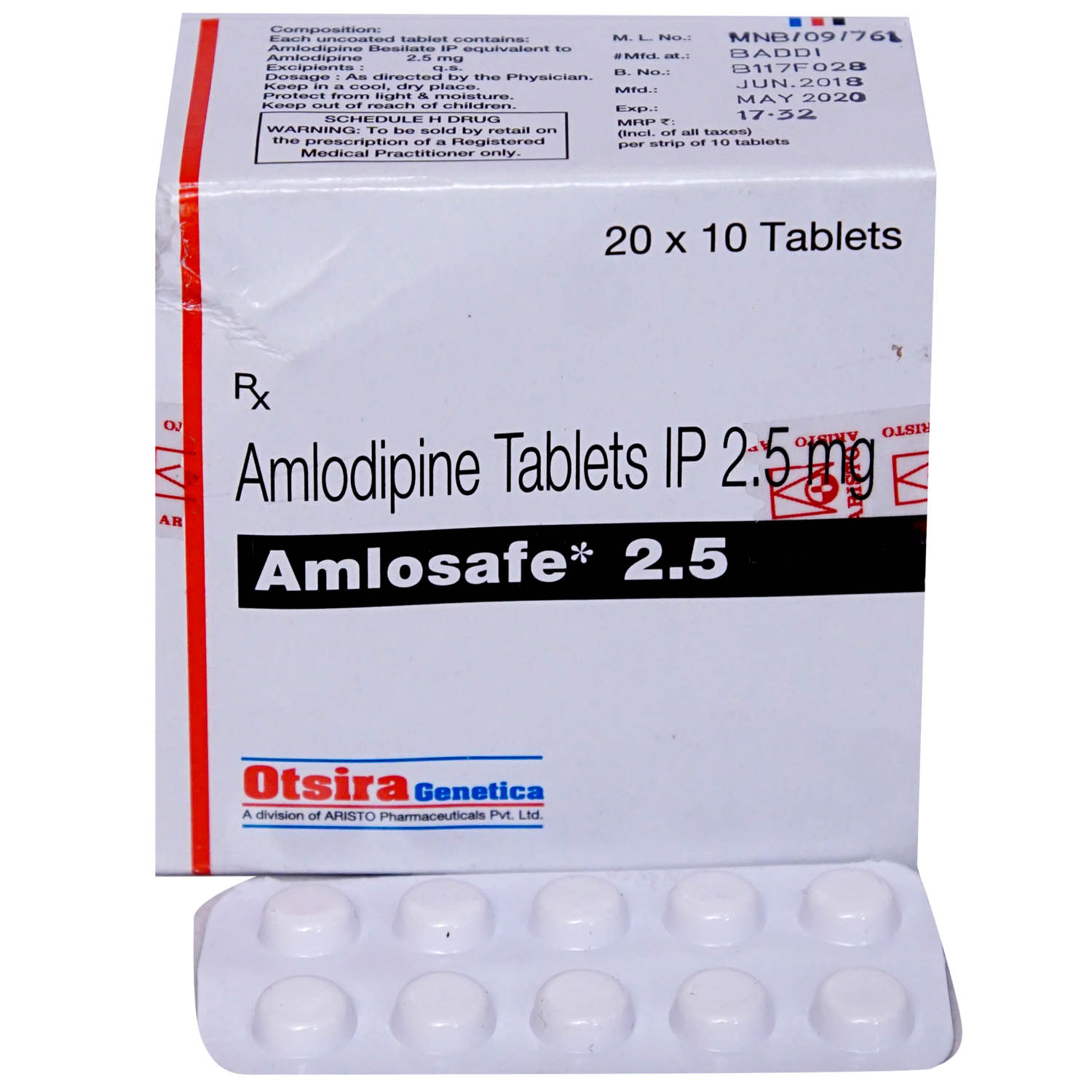 Amlosafe 2.5 Tablet 10's, Pack of 10 TABLETS Amlosafe 2.5 Tablet 10's, Pack of 10 TABLETS