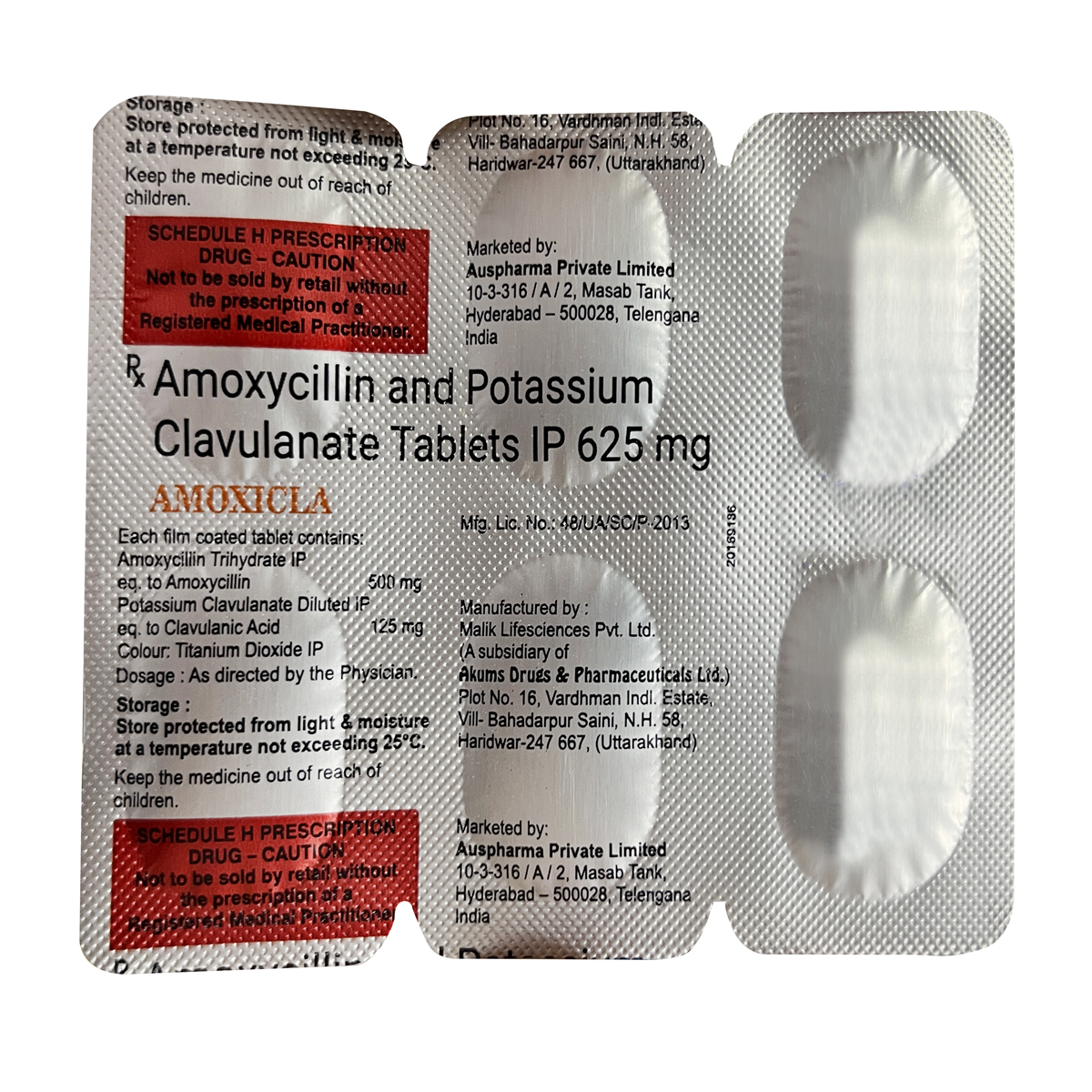 Amoxicla 625 mg Tablet 6's, Pack of 6 TABLETS Amoxicla 625 mg Tablet 6's, Pack of 6 TABLETS