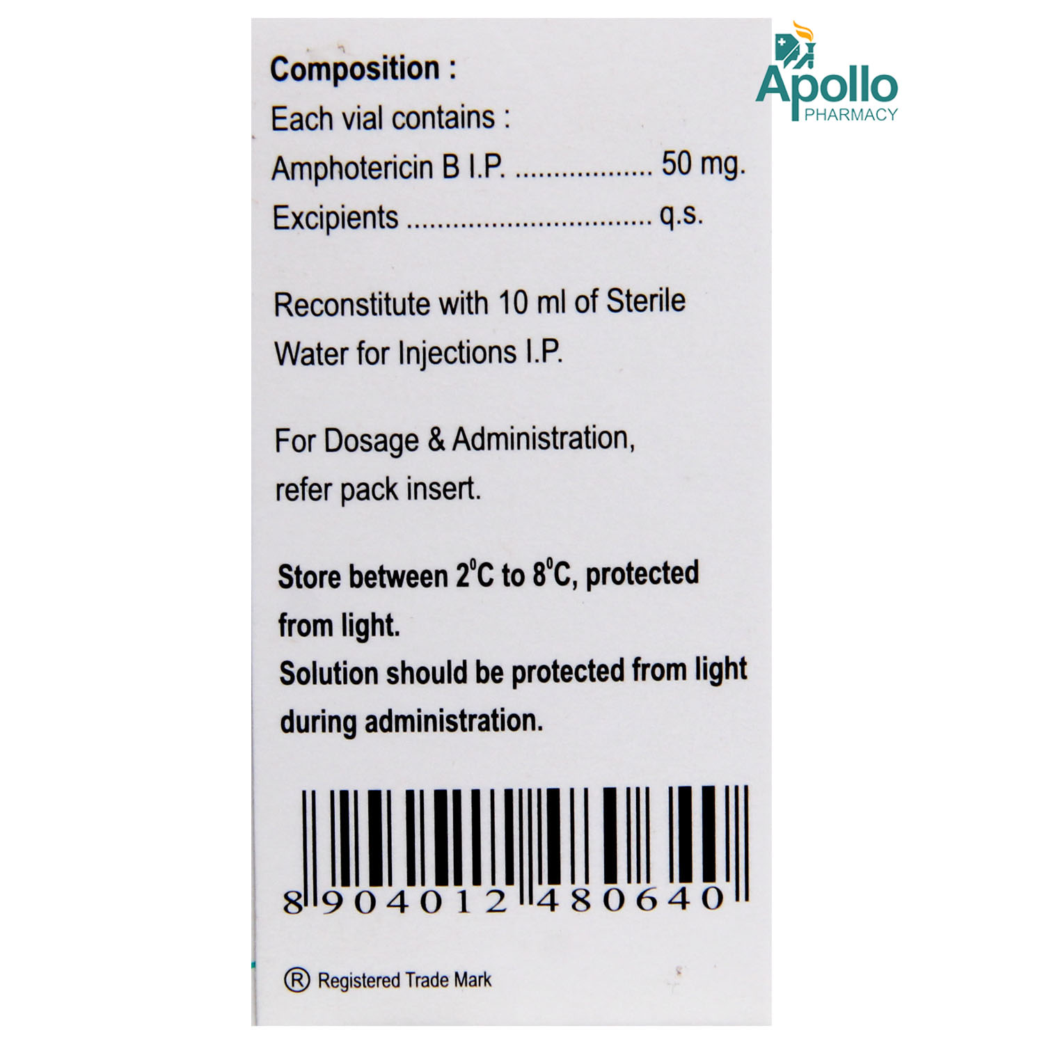 Amphotret 50 mg Injection 1's, Pack of 1 INJECTION Amphotret 50 mg Injection 1's, Pack of 1 INJECTION
