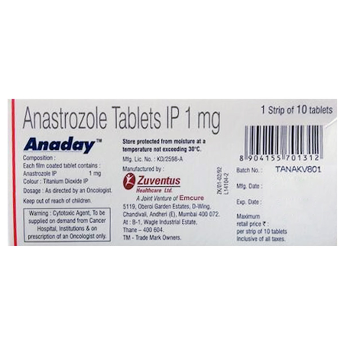 Anaday Tablet 10's, Pack of 10 TabletS Anaday Tablet 10's, Pack of 10 TabletS